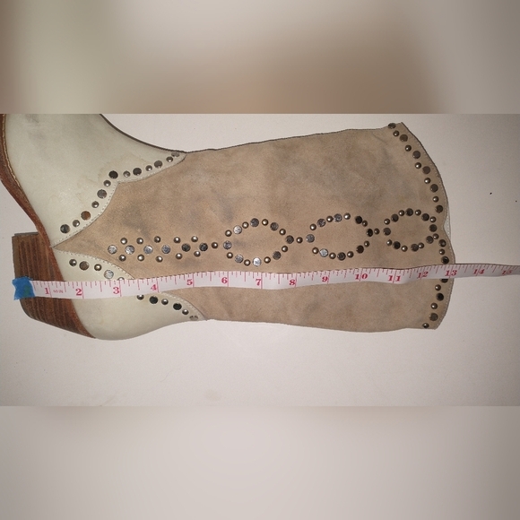 Free People Tan Western Studded Country Cowboy Boots Chappelle Roan Style 6.5 - Picture 14 of 16